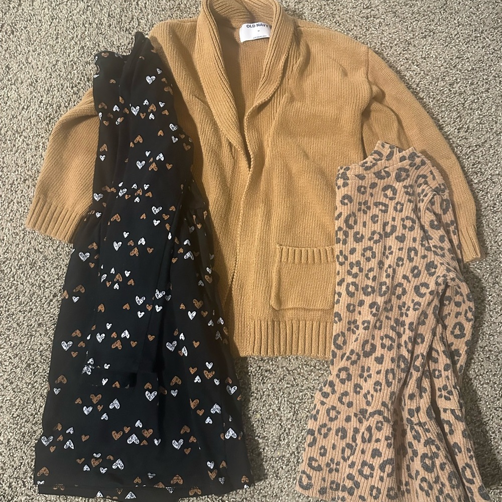 Cat & Jack Kids Cardigan and Dresses Set - leopard soft long sleeve